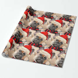 Hondenliefhebber Patterned Franse Bulldog Kerst Cadeaupapier