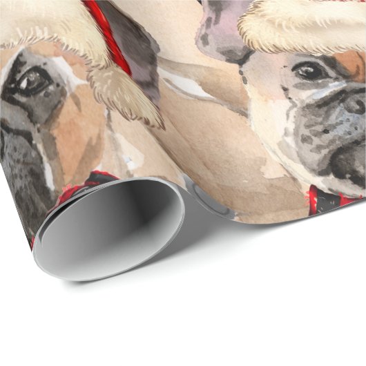 Hondenliefhebber Patterned Franse Bulldog Kerst Cadeaupapier (Rol Hoek)
