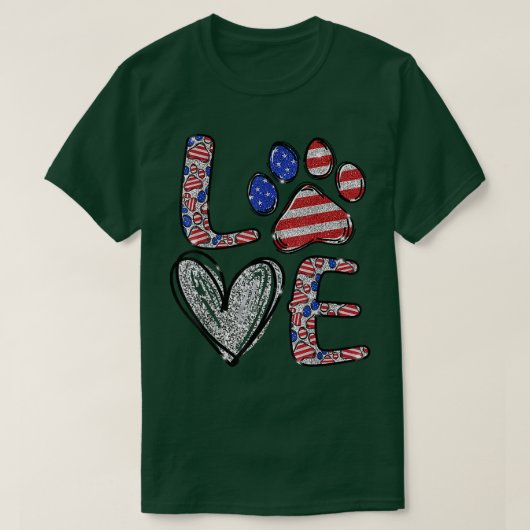 Hondenliefhebber Paw Happy Independence Day 4e jul T-shirt (Design voorkant)