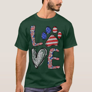 Hondenliefhebber Paw Happy Independence Day 4e jul T-shirt