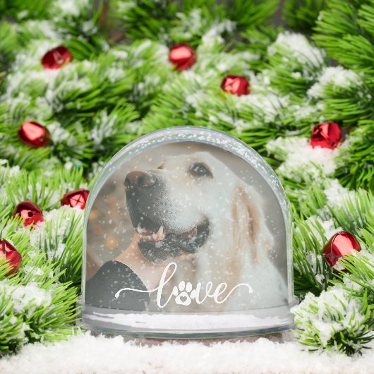 hondenliefhebber Paw Pet Foto Typografie Hart Eige Sneeuwbol (Kerstmis)