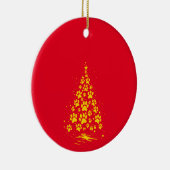 Hondenliefhebber Paw Print Kerstboom 4 Keramisch Ornament (Rechts)