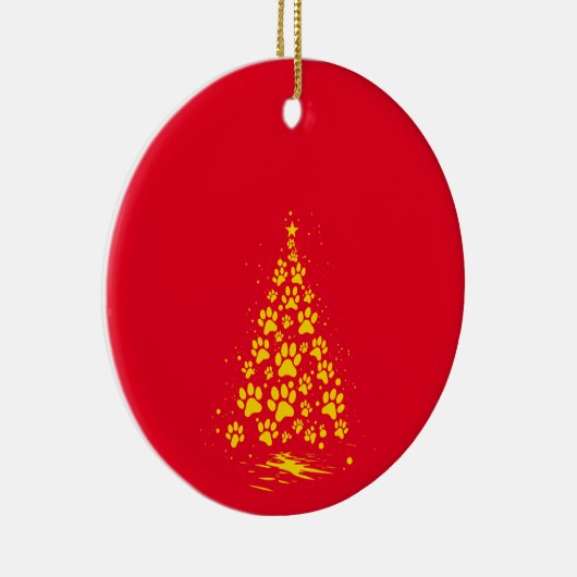 Hondenliefhebber Paw Print Kerstboom 4 Keramisch Ornament (Rechts)