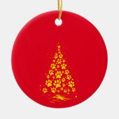 Hondenliefhebber Paw Print Kerstboom 4 Keramisch Ornament (Voorkant)