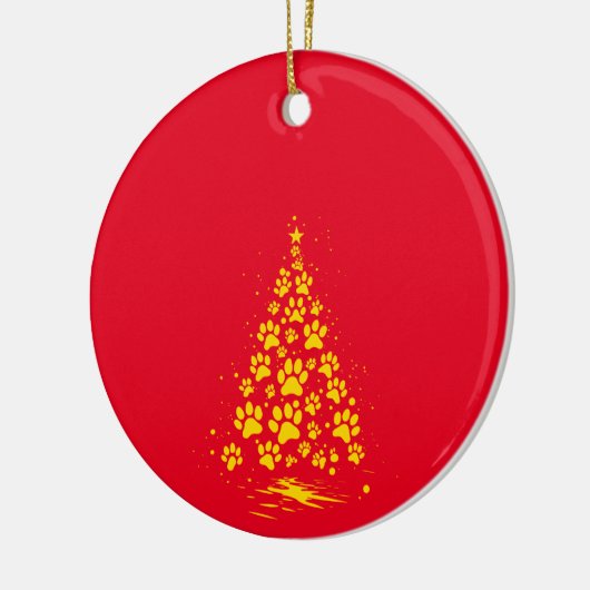 Hondenliefhebber Paw Print Kerstboom 4 Keramisch Ornament (Links)
