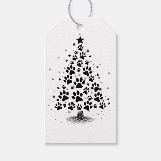 Hondenliefhebber Paw Print Kerstboom Cadeaulabel (Voorkant)