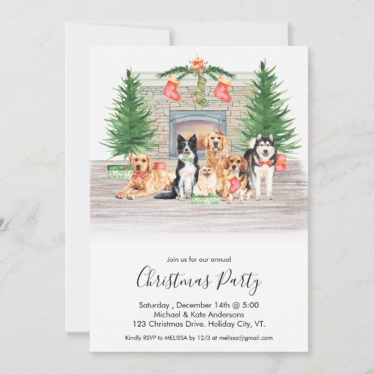 Hondenliefhebber Pet Dogs - Uitnodiging voor kerst (Voorkant)