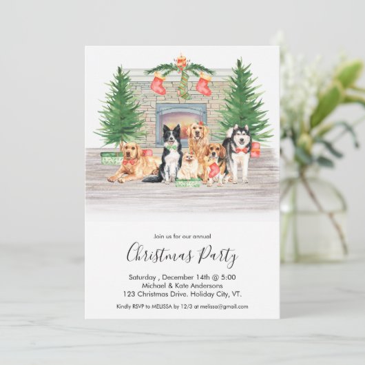 Hondenliefhebber Pet Dogs - Uitnodiging voor kerst (Staand voorkant)