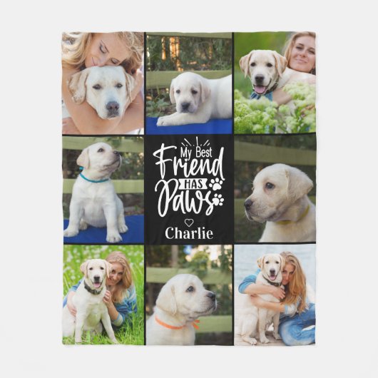 Hondenliefhebber Pet Modern Aangepast 8 Foto Colla Fleece Deken (Voorkant)