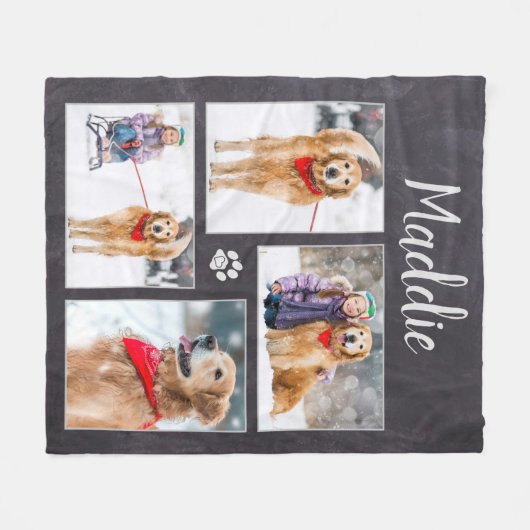 Hondenliefhebber Pet Photo Collage Fleece Deken (Voorkant (Horizontaal))