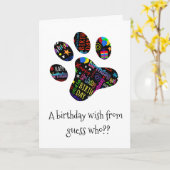 Hondenliefhebber Pets Paw Voeg een naam Happy Birt Kaart (Gele Bloem)