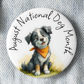 Hondenliefhebber Pin – Nationale hondenmaand augus Ronde Button 5,7 Cm