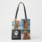 Hondenliefhebber Poot Aangepaste Naam Foto Collage Tote Bag (Voorkant)