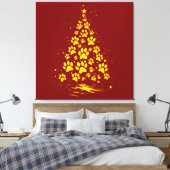 Hondenliefhebber Pootafdruk Kerstboom 4 Canvas Afdruk (Insitu (Slaapkamer))