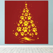 Hondenliefhebber Pootafdruk Kerstboom 4 Canvas Afdruk (Insitu (Houten vloer))