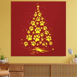 Hondenliefhebber Pootafdruk Kerstboom 4 Canvas Afdruk