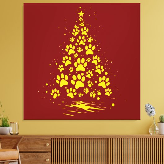 Hondenliefhebber Pootafdruk Kerstboom 4 Canvas Afdruk (Insitu (Woonkamer))