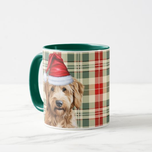 Hondenliefhebber Red Green Plaid Goldendoodle Vaka Mok (Voorkant links)