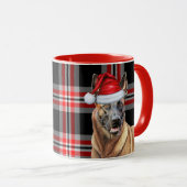 Hondenliefhebber Red Plaid Belgian Malinois Holida Mok (Voorkant rechts)