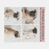 Hondenliefhebber Roze Aangepaste voornaam foto Col Fleece Deken (Voorkant (Horizontaal))