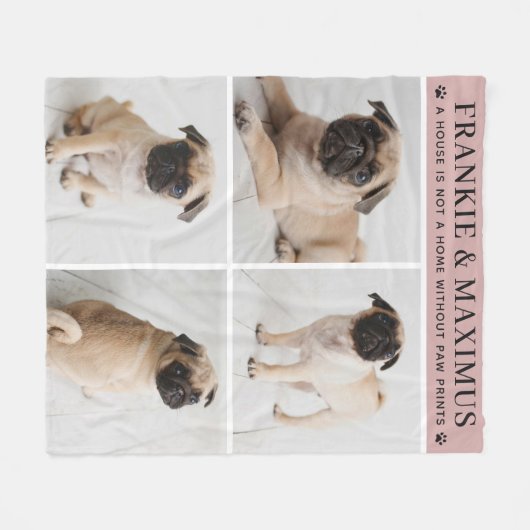 Hondenliefhebber Roze Aangepaste voornaam foto Col Fleece Deken (Voorkant (Horizontaal))