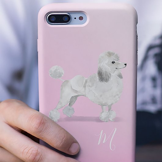 Hondenliefhebber Roze Poedel Schattige Monogram Case-Mate iPhone Case