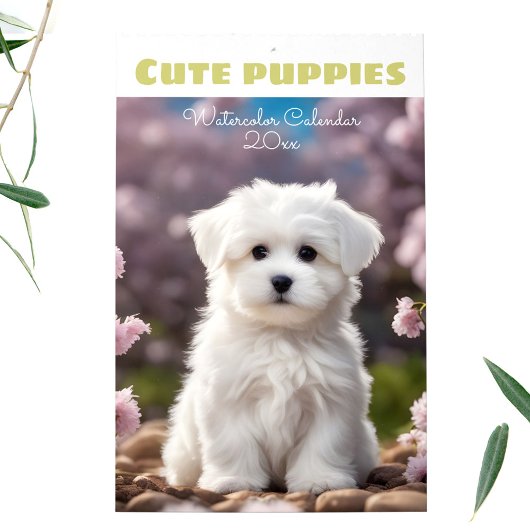 Hondenliefhebber Schattigee Puppies Waterverf Seiz Kalender