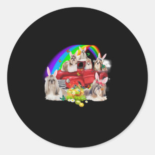 Hondenliefhebber   Schattigee Shih Tzu en regenboo Ronde Sticker