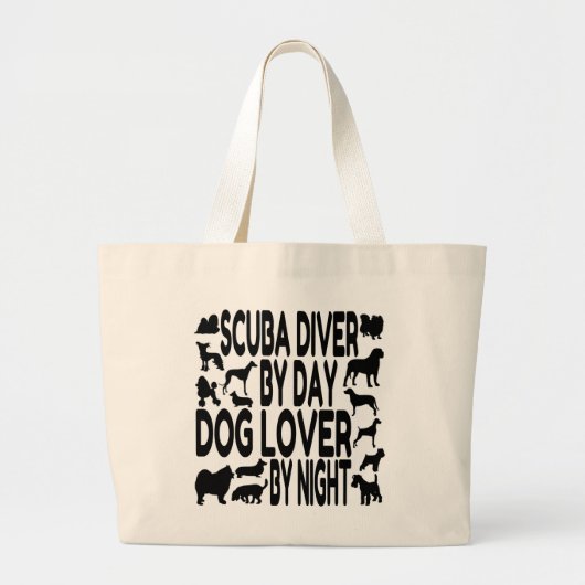 Hondenliefhebber Scuba Diver Grote Tote Bag (Voorkant)