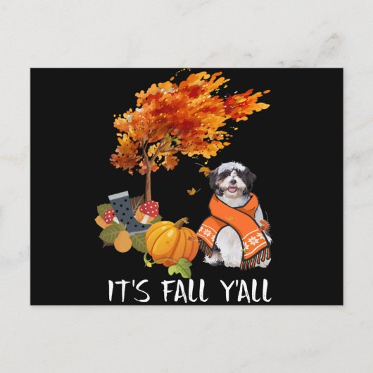 Hondenliefhebber | Shih Tzu is Herfst Yall Aankondigingskaart (Voorkant)