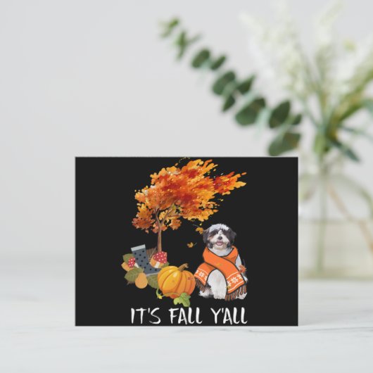 Hondenliefhebber | Shih Tzu is Herfst Yall Aankondigingskaart (Staand voorkant)