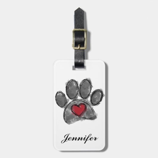 Hondenliefhebber Tekening Waterverf Bagagelabel (Voorkant verticaal)