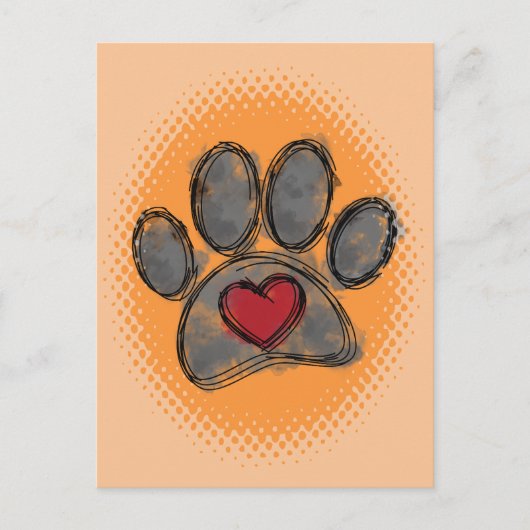 Hondenliefhebber Tekening Waterverf Halftone Print Briefkaart (Voorkant)