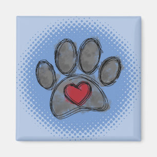 Hondenliefhebber Tekening Waterverf Halftone Print Magneet