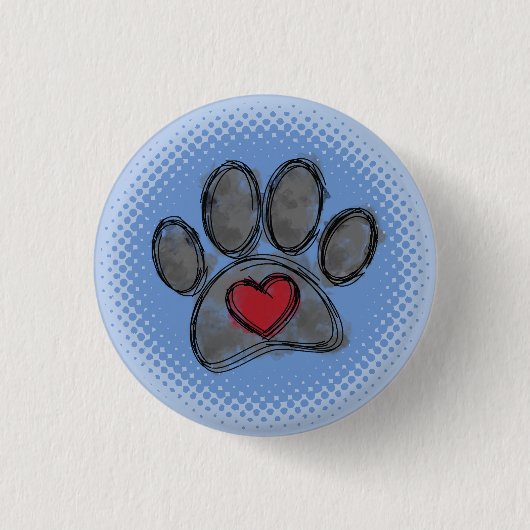Hondenliefhebber Tekening Waterverf Halftone Print Ronde Button 3,2 Cm (Voorkant)