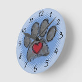 Hondenliefhebber Tekening Waterverf Halftone Print Ronde Klok (Hoek)