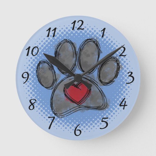 Hondenliefhebber Tekening Waterverf Halftone Print Ronde Klok (Voorkant)