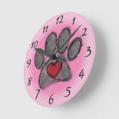 Hondenliefhebber Tekening Waterverf Halftone Print Ronde Klok (Hoek)