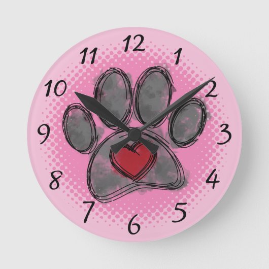 Hondenliefhebber Tekening Waterverf Halftone Print Ronde Klok (Voorkant)