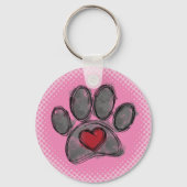 Hondenliefhebber Tekening Waterverf Halftone Print Sleutelhanger (Achterkant)
