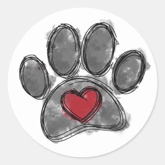 Hondenliefhebber Tekening Waterverf Ronde Sticker (Voorkant)