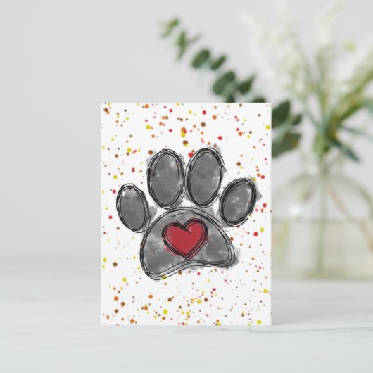 Hondenliefhebber Tekening Waterverf Verf Splatter Briefkaart (Staand voorkant)