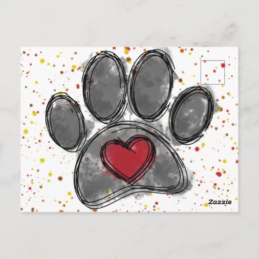 Hondenliefhebber Tekening Waterverf Verf Splatter Briefkaart (Achterkant)