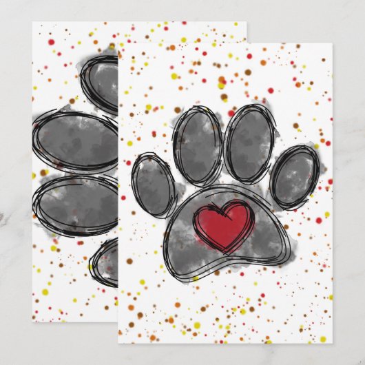 Hondenliefhebber Tekening Waterverf Verf Splatter Kaart (Voorkant / Achterkant)