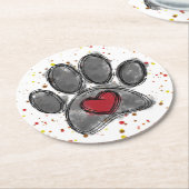 Hondenliefhebber Tekening Waterverf Verf Splatter Ronde Kartonnen Onderzetter (Gebogen)