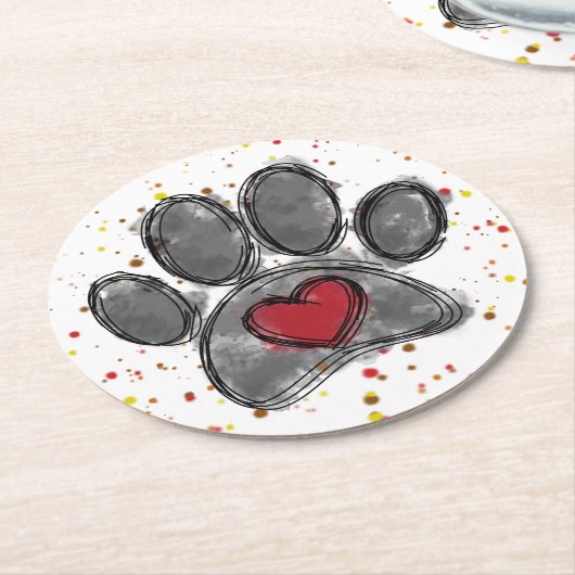 Hondenliefhebber Tekening Waterverf Verf Splatter Ronde Kartonnen Onderzetter (Gebogen)