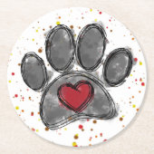 Hondenliefhebber Tekening Waterverf Verf Splatter Ronde Kartonnen Onderzetter (Voorkant)