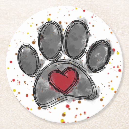 Hondenliefhebber Tekening Waterverf Verf Splatter Ronde Kartonnen Onderzetter (Voorkant)