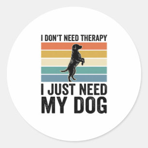 Hondenliefhebber Therapie Citaat Vintage Gravure O Ronde Sticker