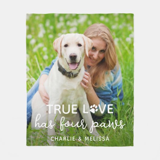 Hondenliefhebber True Love heeft 4 paws Custom Pet Fleece Deken (Voorkant)
